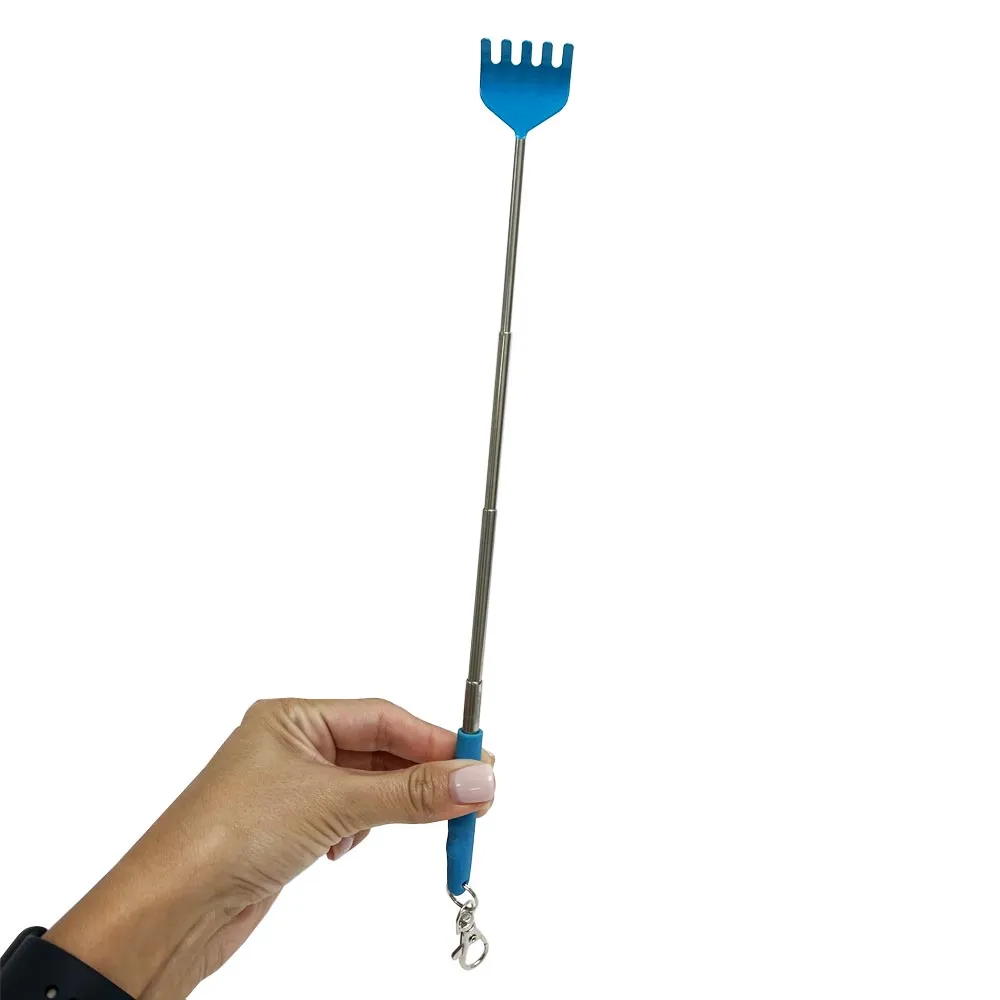 6 Pc Extendable Telescoping Metal Back Itching Scratcher Hand Massager Keychain