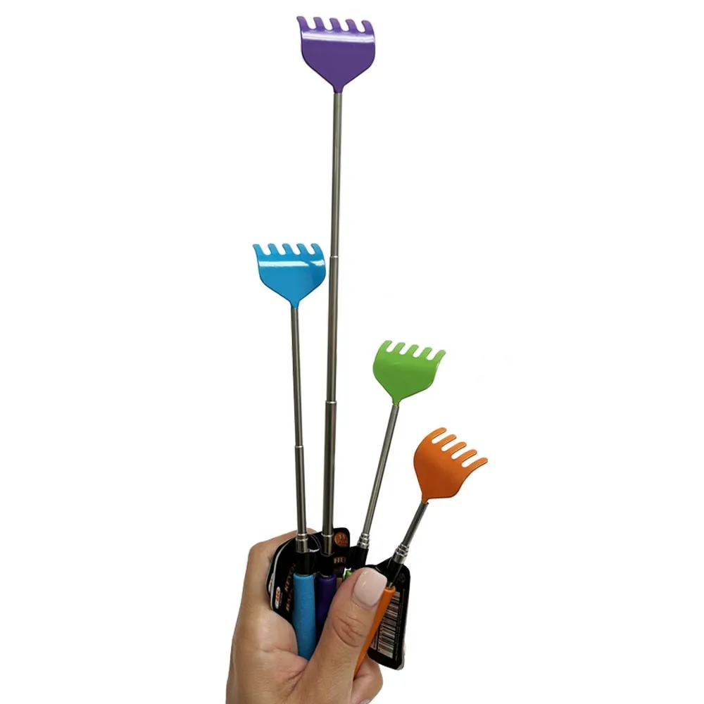 6 Pc Extendable Telescoping Metal Back Itching Scratcher Hand Massager Keychain