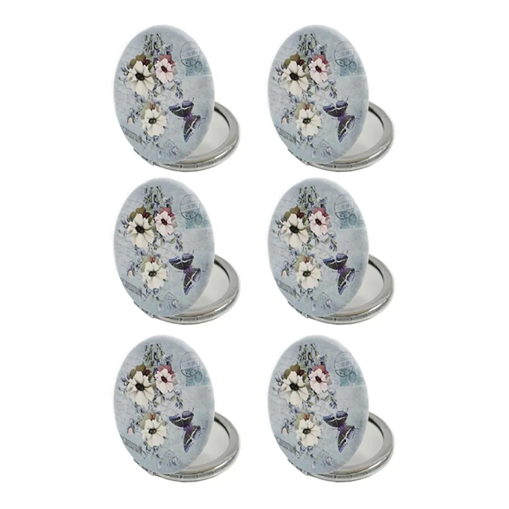 6PC Compact Cosmetic Mirror Handheld 2 Sided Folding Travel Small Portable Purse
