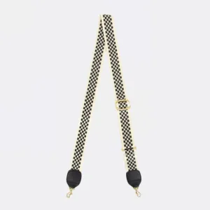 Adjustable Checkered Crossbody Strap (Black   Cream)