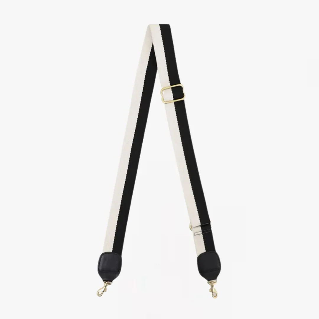 Adjustable Webbing Crossbody Strap (Black   Cream)