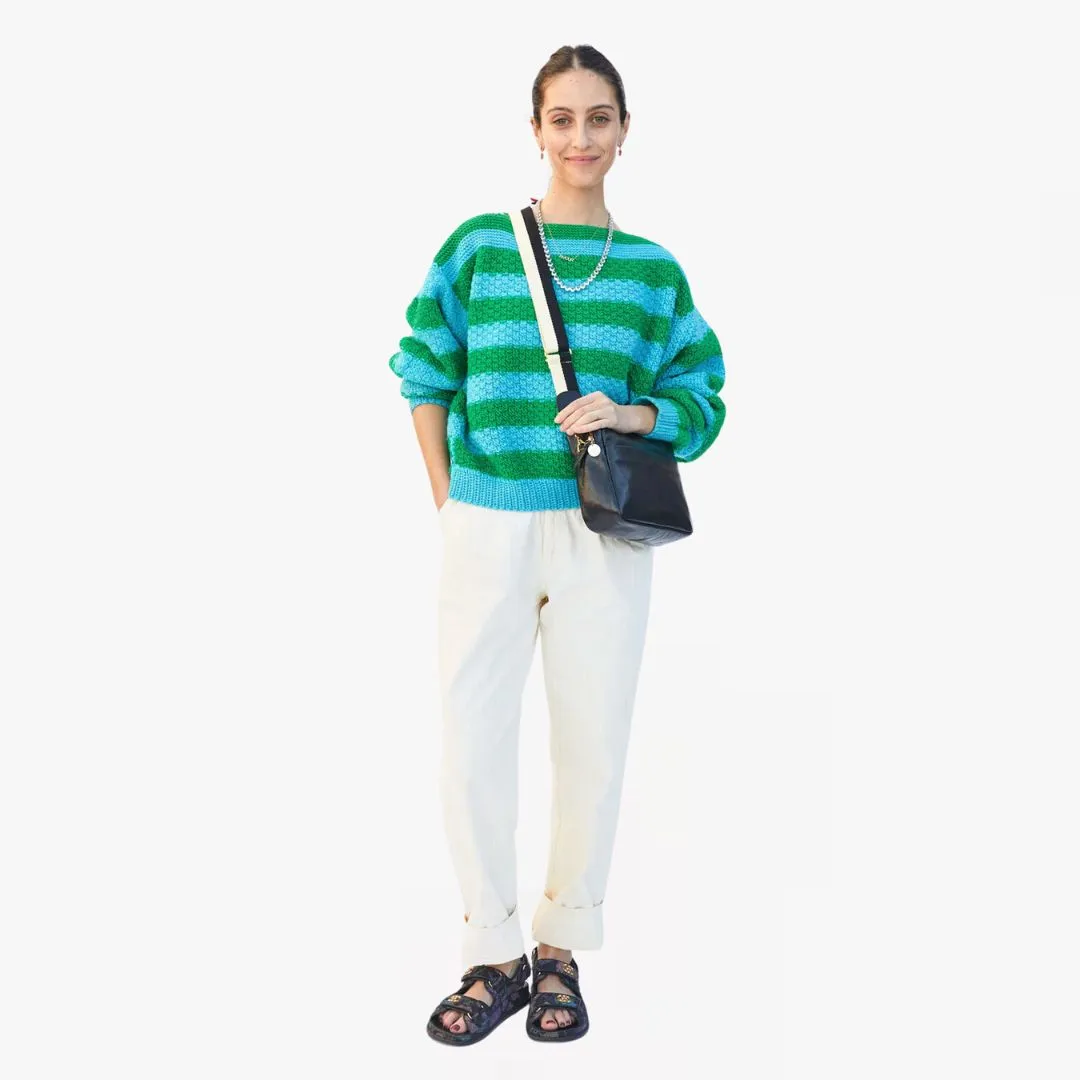 Adjustable Webbing Crossbody Strap (Black   Cream)