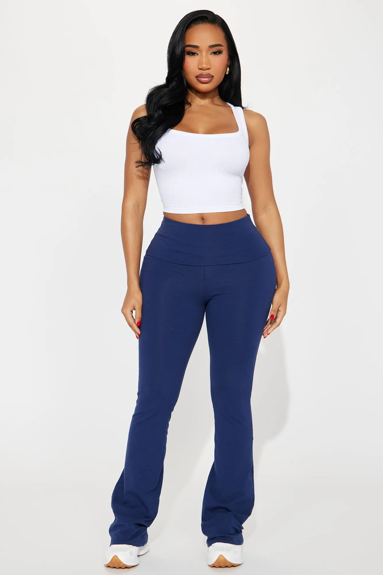 Adriana Foldover Flare Pant - Navy