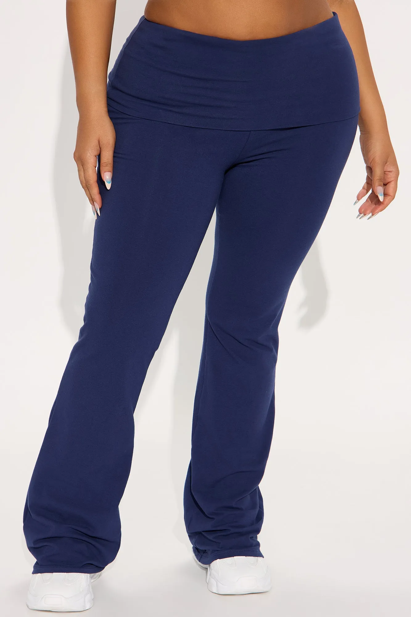 Adriana Foldover Flare Pant - Navy