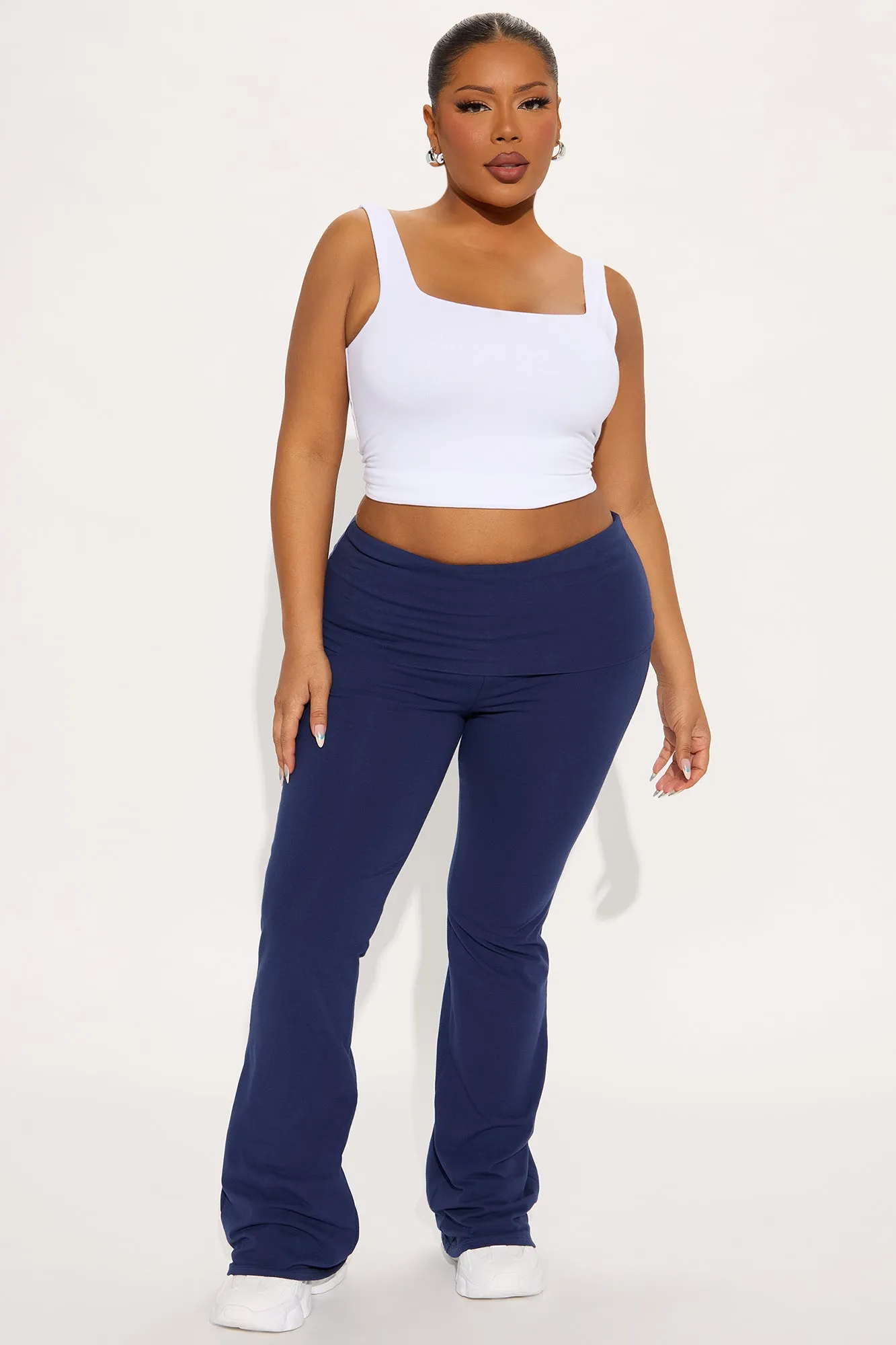 Adriana Foldover Flare Pant - Navy