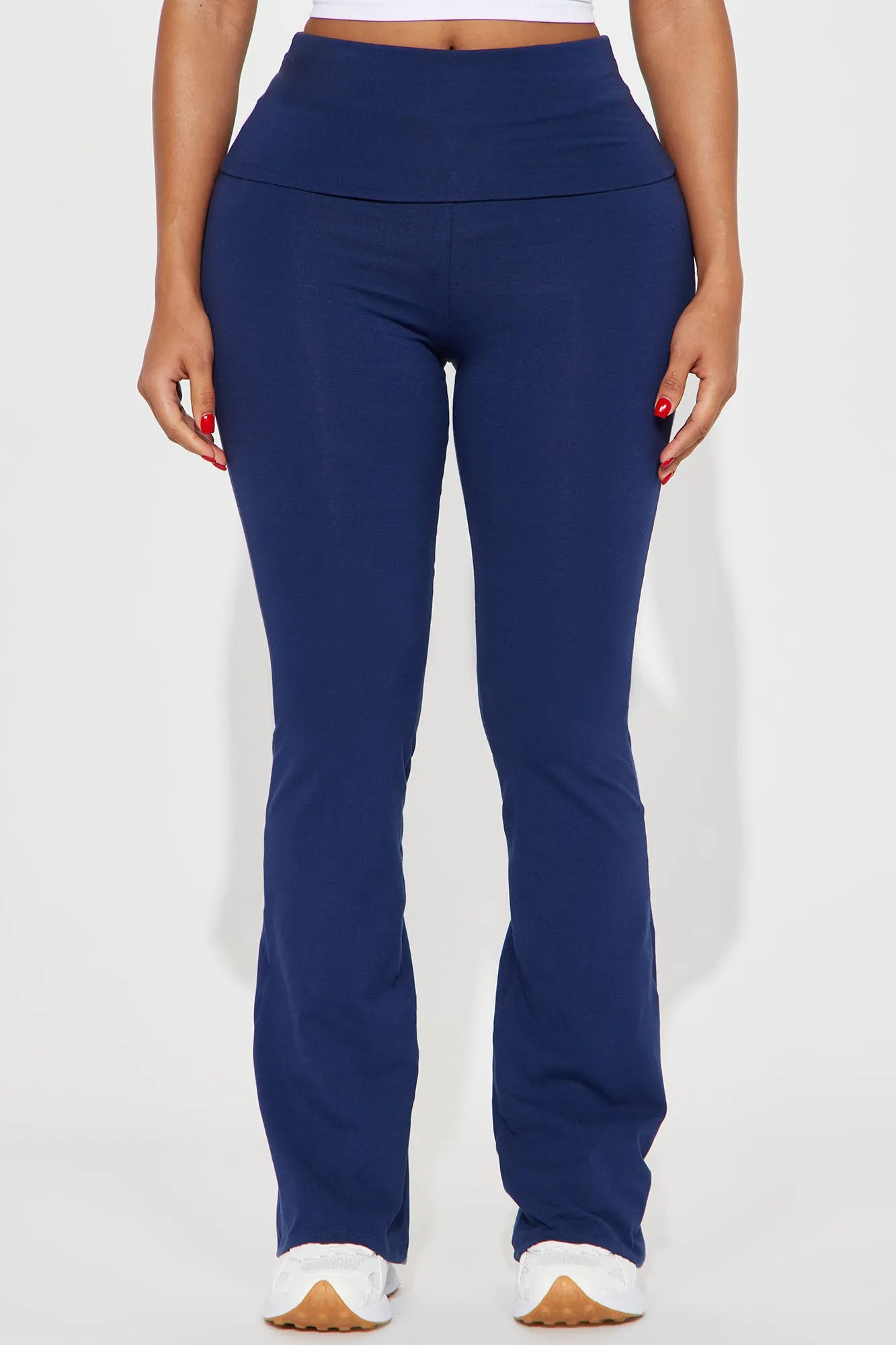 Adriana Foldover Flare Pant - Navy