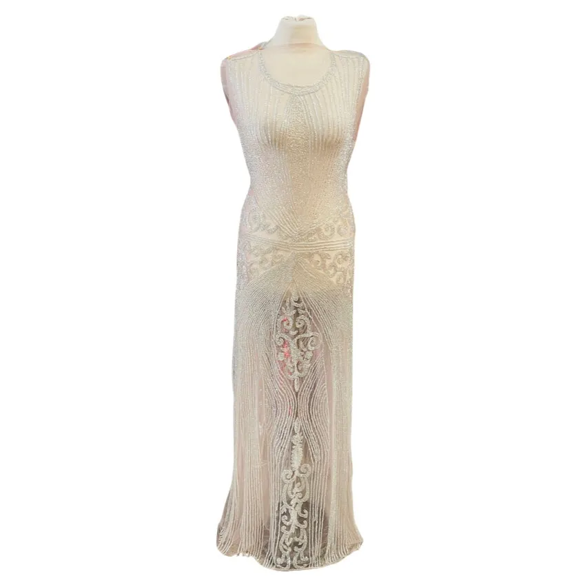 Alice Hand Beaded Front and Back Applique Dress Panel with Sleeve