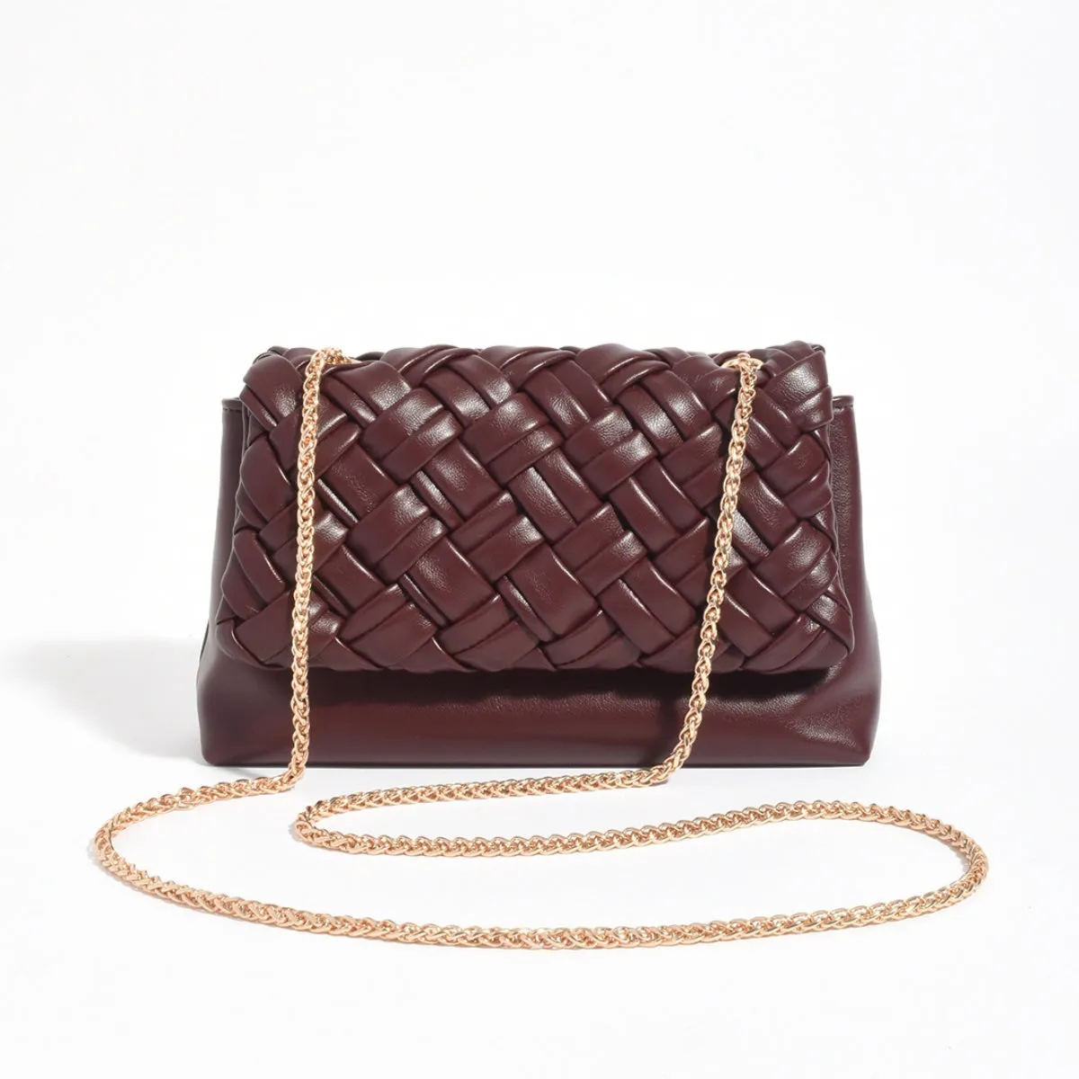 Anya Weave Foldover Handbag (Burgundy)