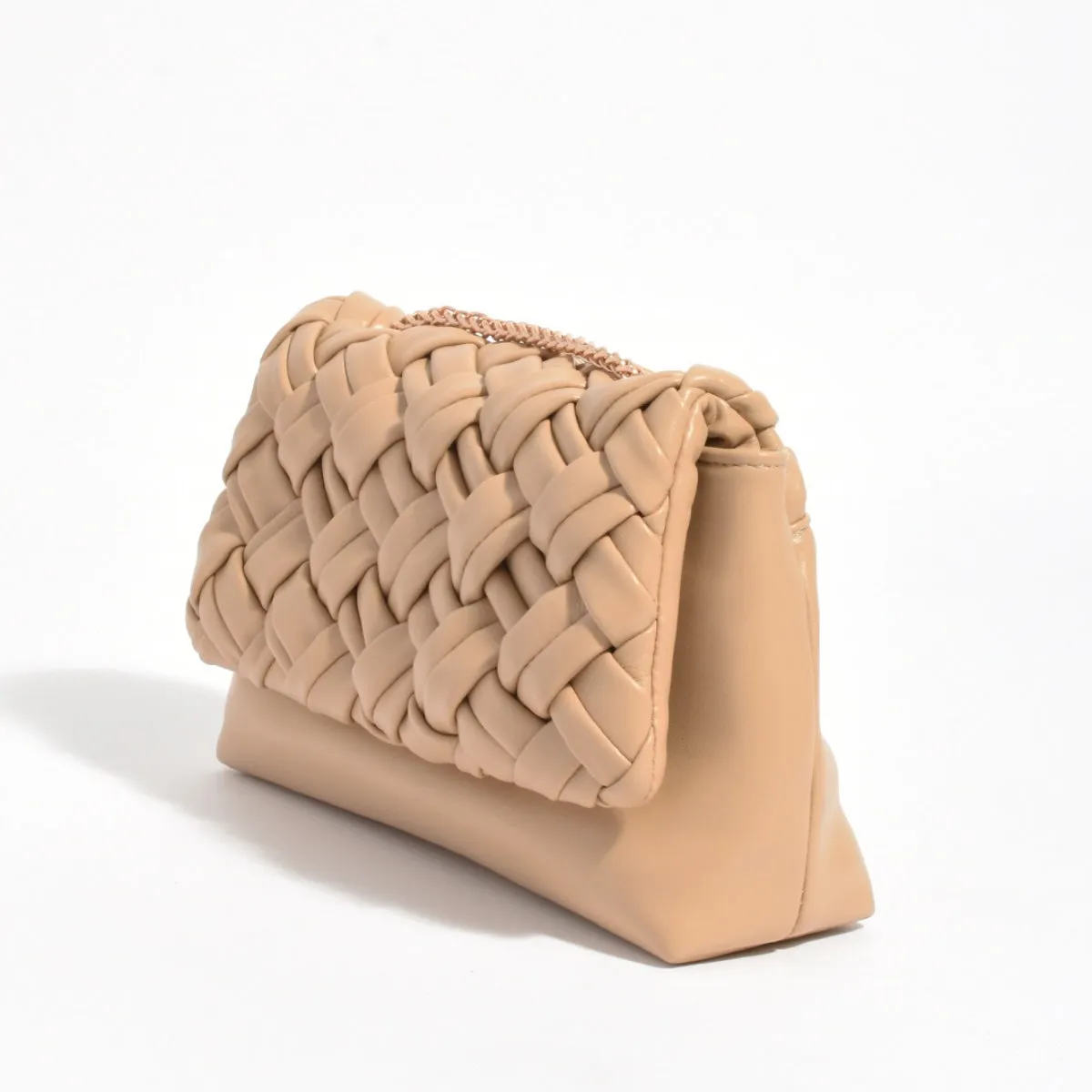 Anya Weave Foldover Handbag (Camel)