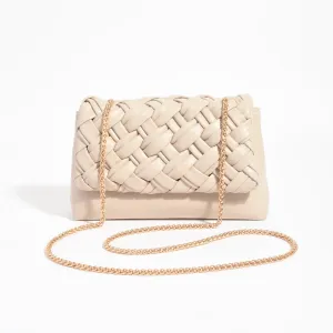 Anya Weave Foldover Handbag (Stone)