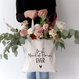 Best Maid of Honor Ever Wedding Cotton Canvas Tote Bag by The Cotton & Canvas Co.