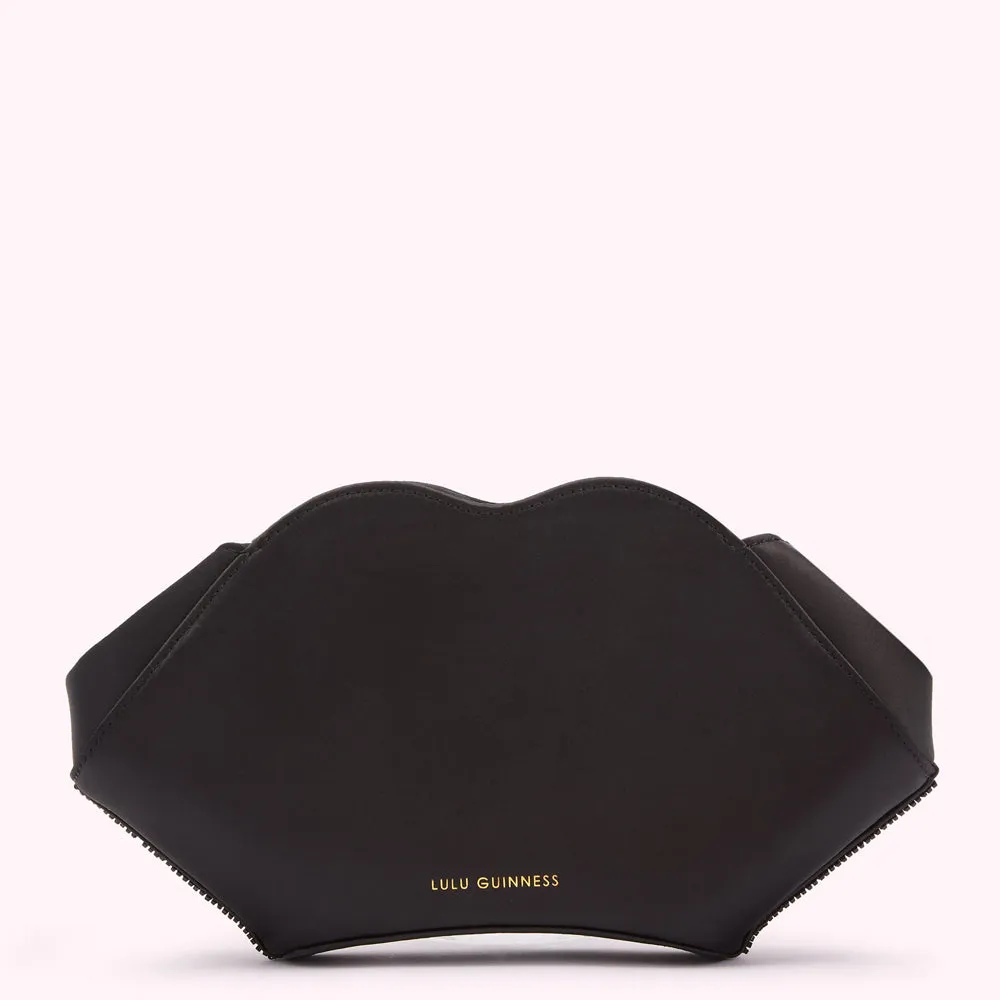 BLACK BEADED LIP FAYE CLUTCH
