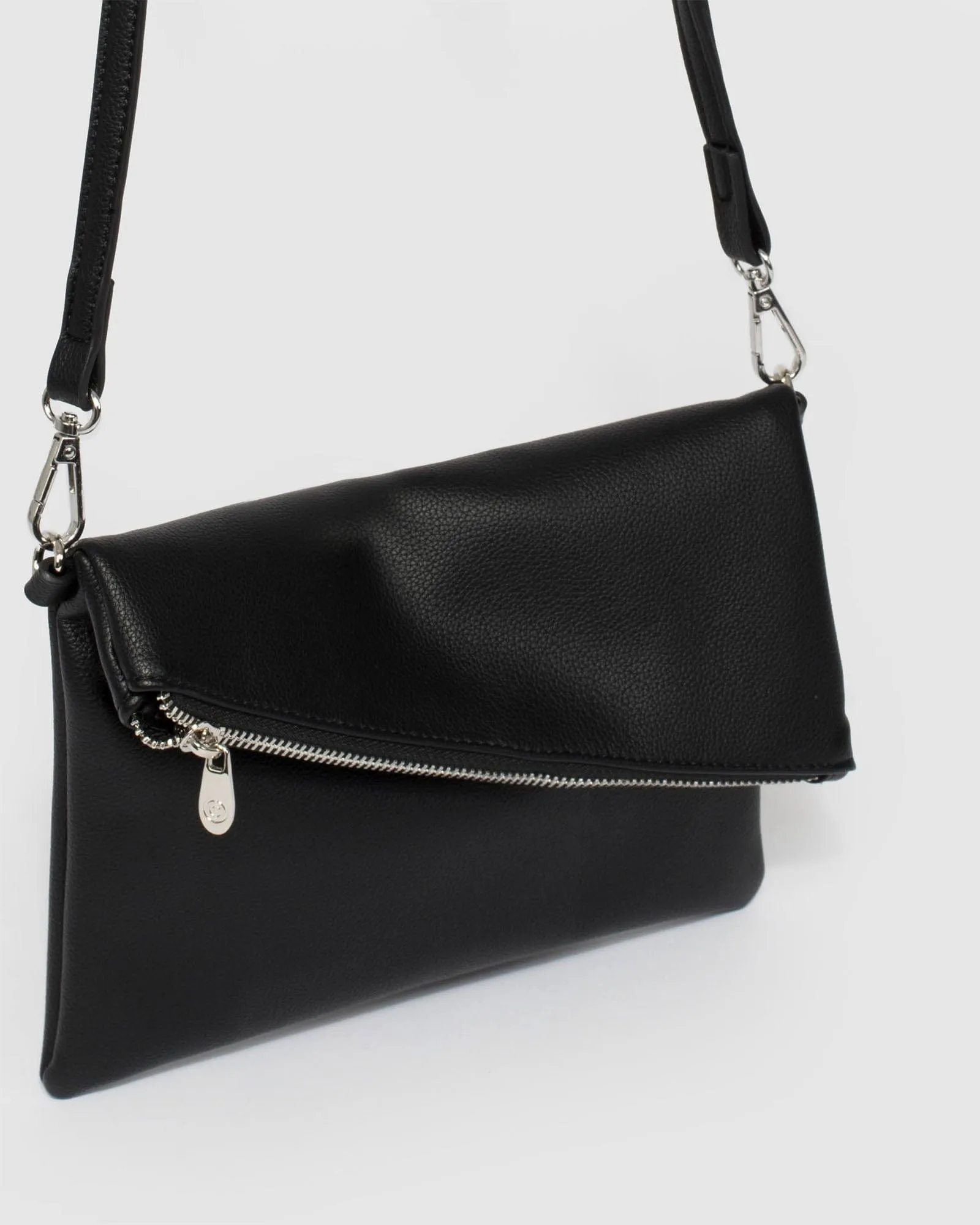 Black Gabi Foldover Clutch Bag