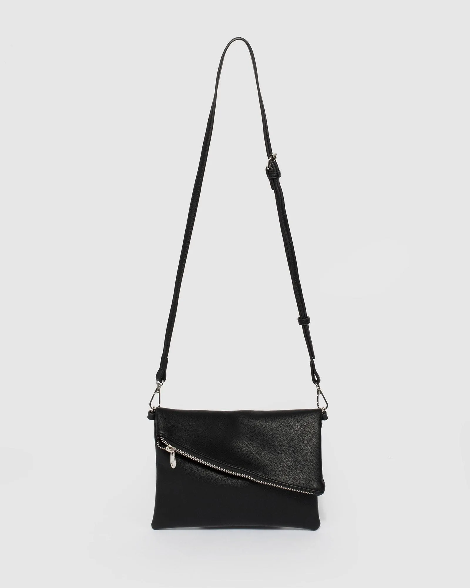 Black Gabi Foldover Clutch Bag