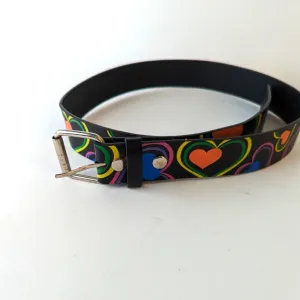 Bonded Leather Neon Heart Belt / Medium