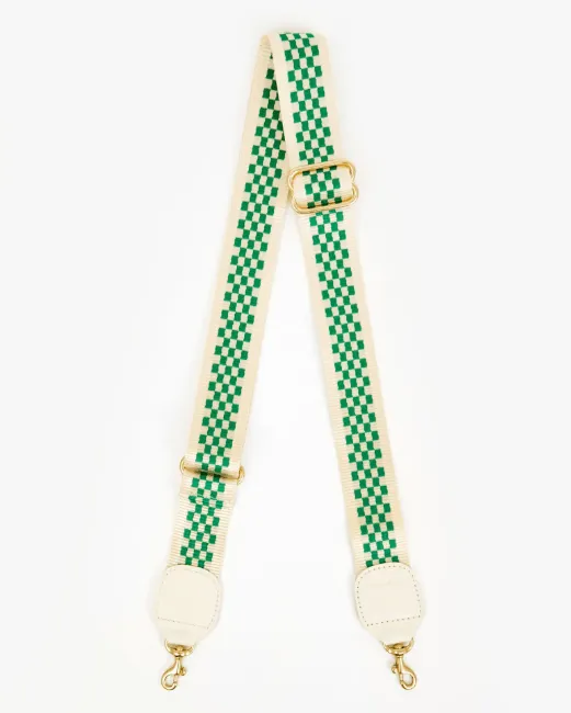 Checkered Adjustable Shoulder Bag Strap - Fern/Cream