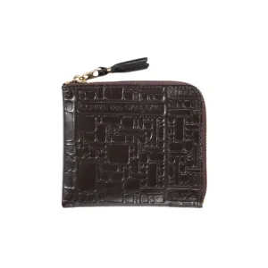 COMME DES GARCONS SA3100 EMBOSSED LOGOTYPE ZIP WALLET BROWN