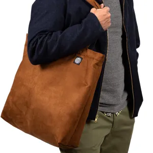 Copper Faux Suede & Denim Reversible Tote Bag - Made In USA