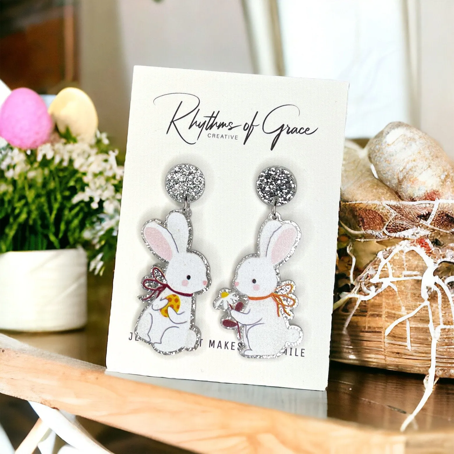 Easter Earrings - Happy Easter, Easter Bunny, Easter Accessories, Easter Egg, Easter Accessories, Easter Basket, Easter Hunt, Rabbit Earring
