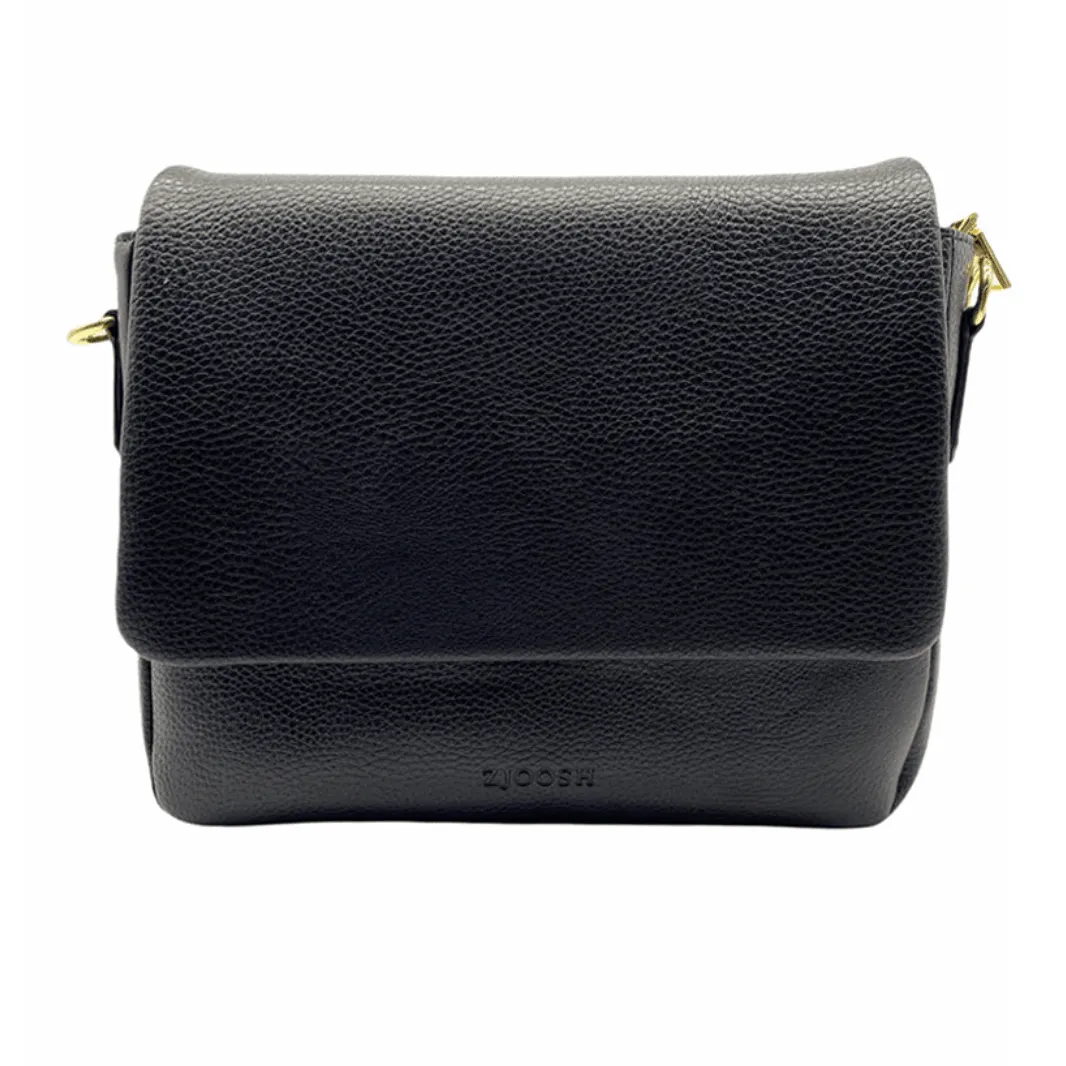 Georgie Foldover Cross Body Bag | Black