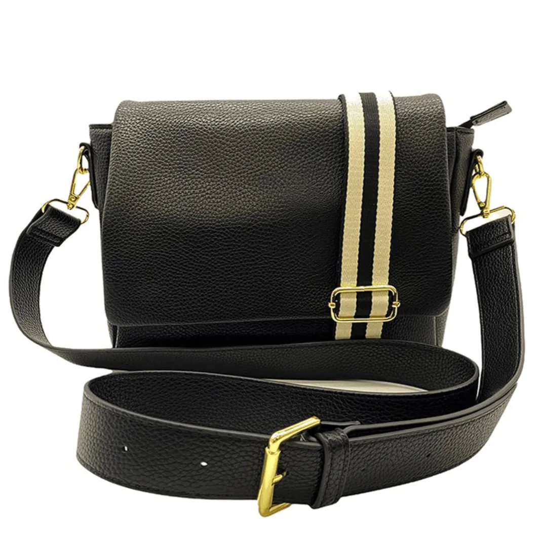 Georgie Foldover Cross Body Bag | Black