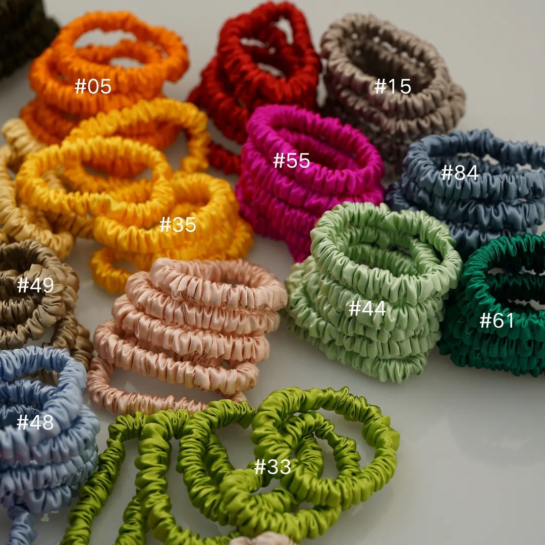 Grass Green silk scrunchies mini