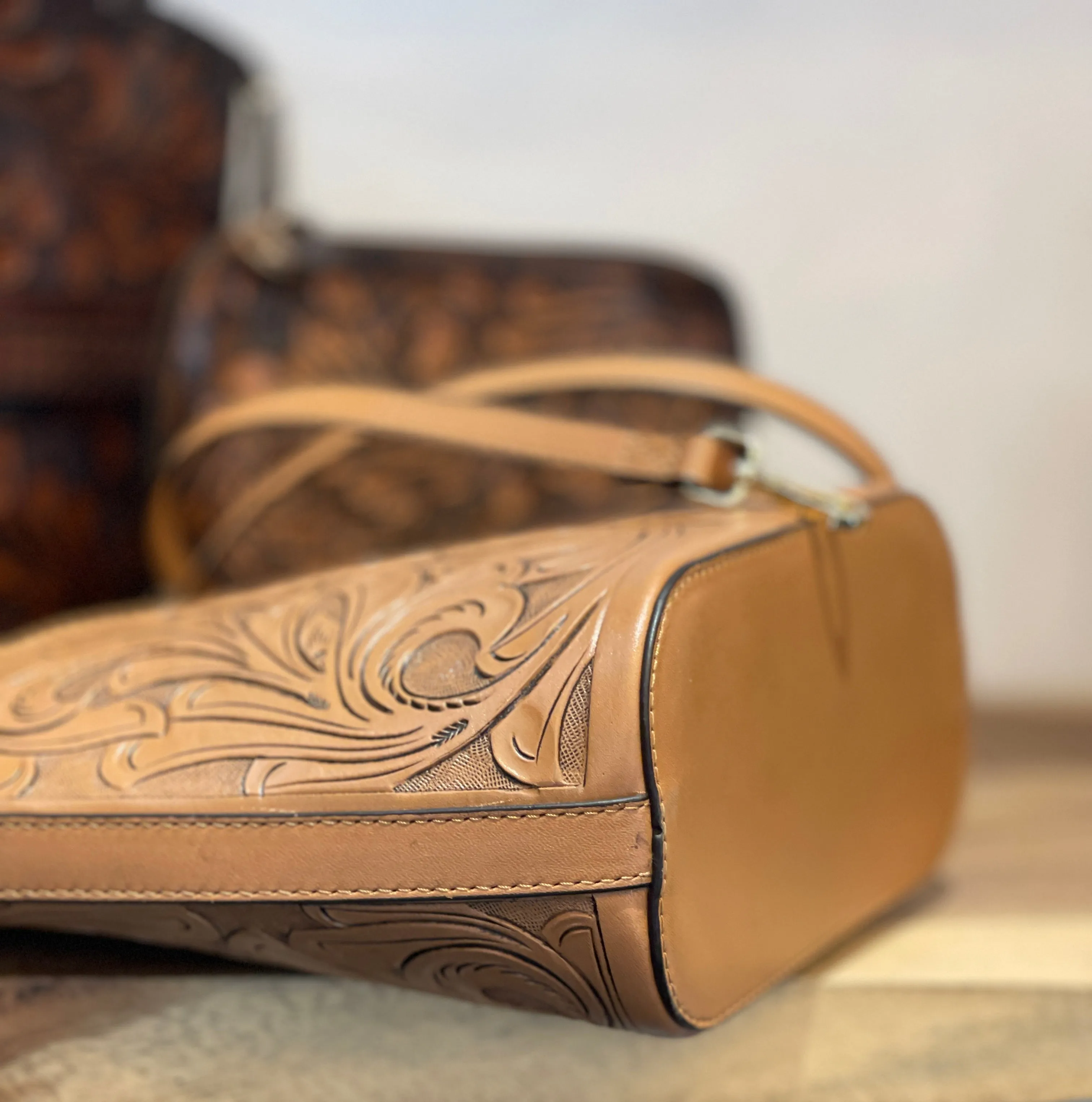 Hand-Tooled Leather Crossbody FLORIDA
