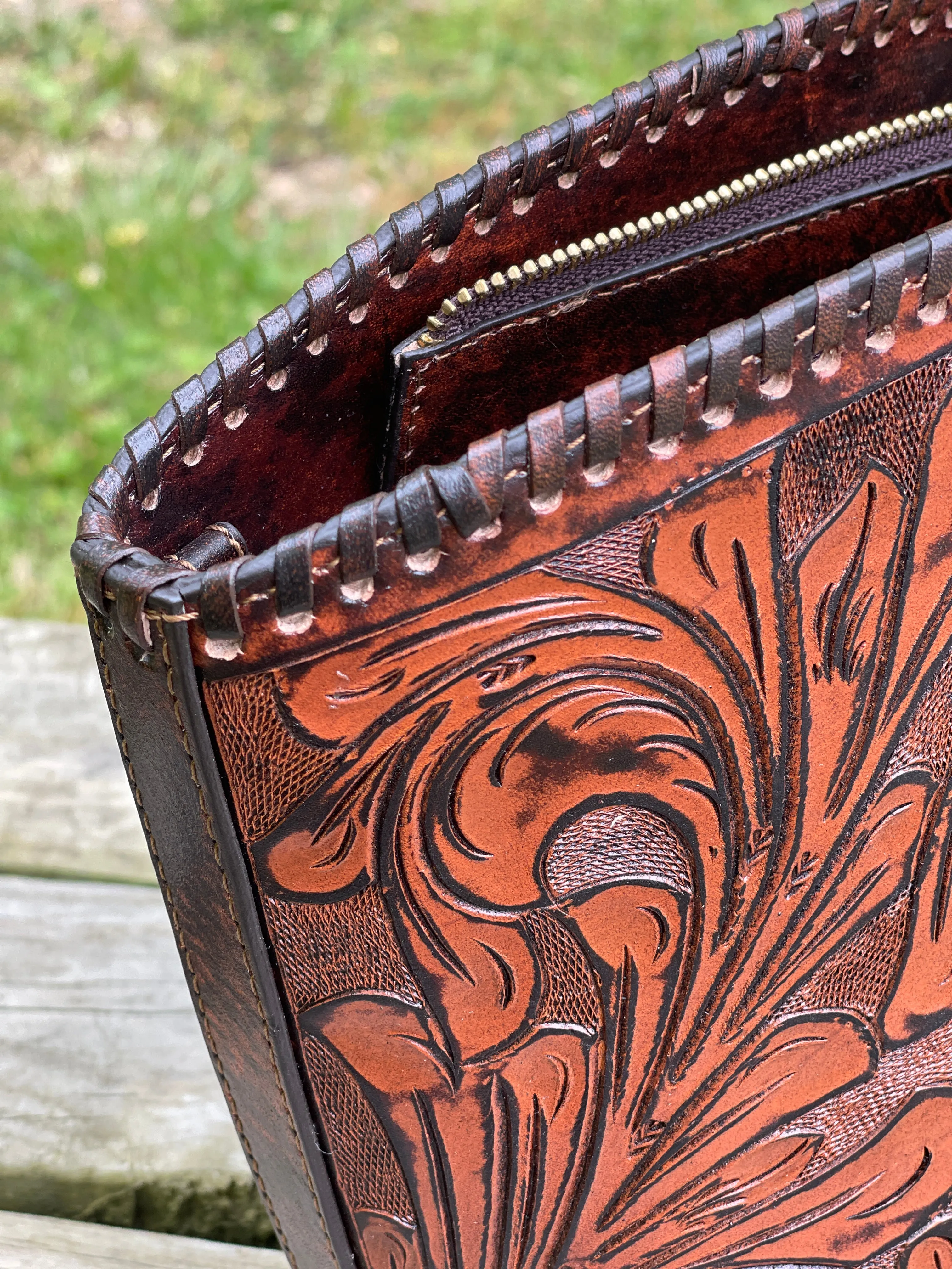 Hand-Tooled Leather Crossbody FLORIDA