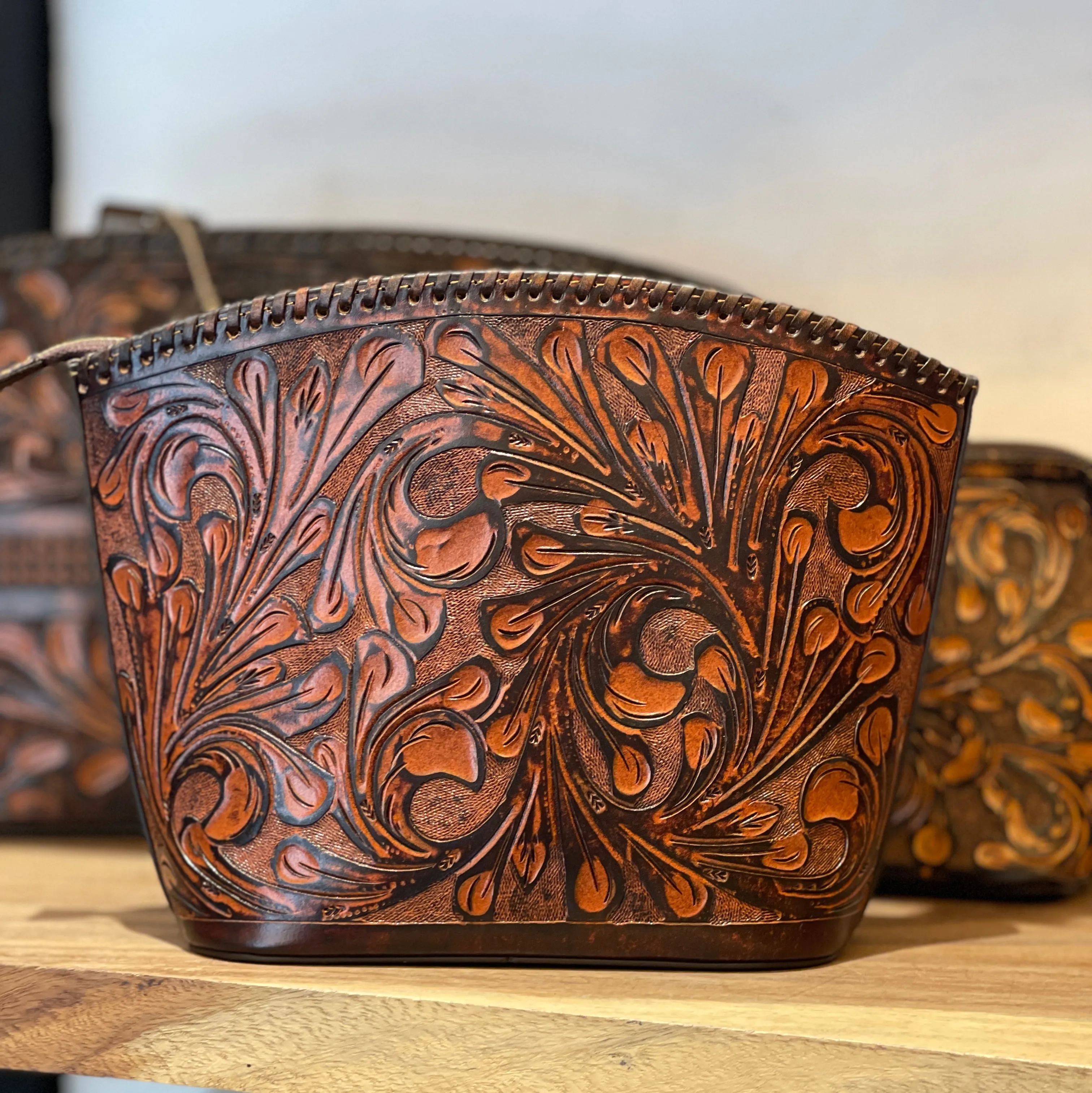 Hand-Tooled Leather Crossbody FLORIDA
