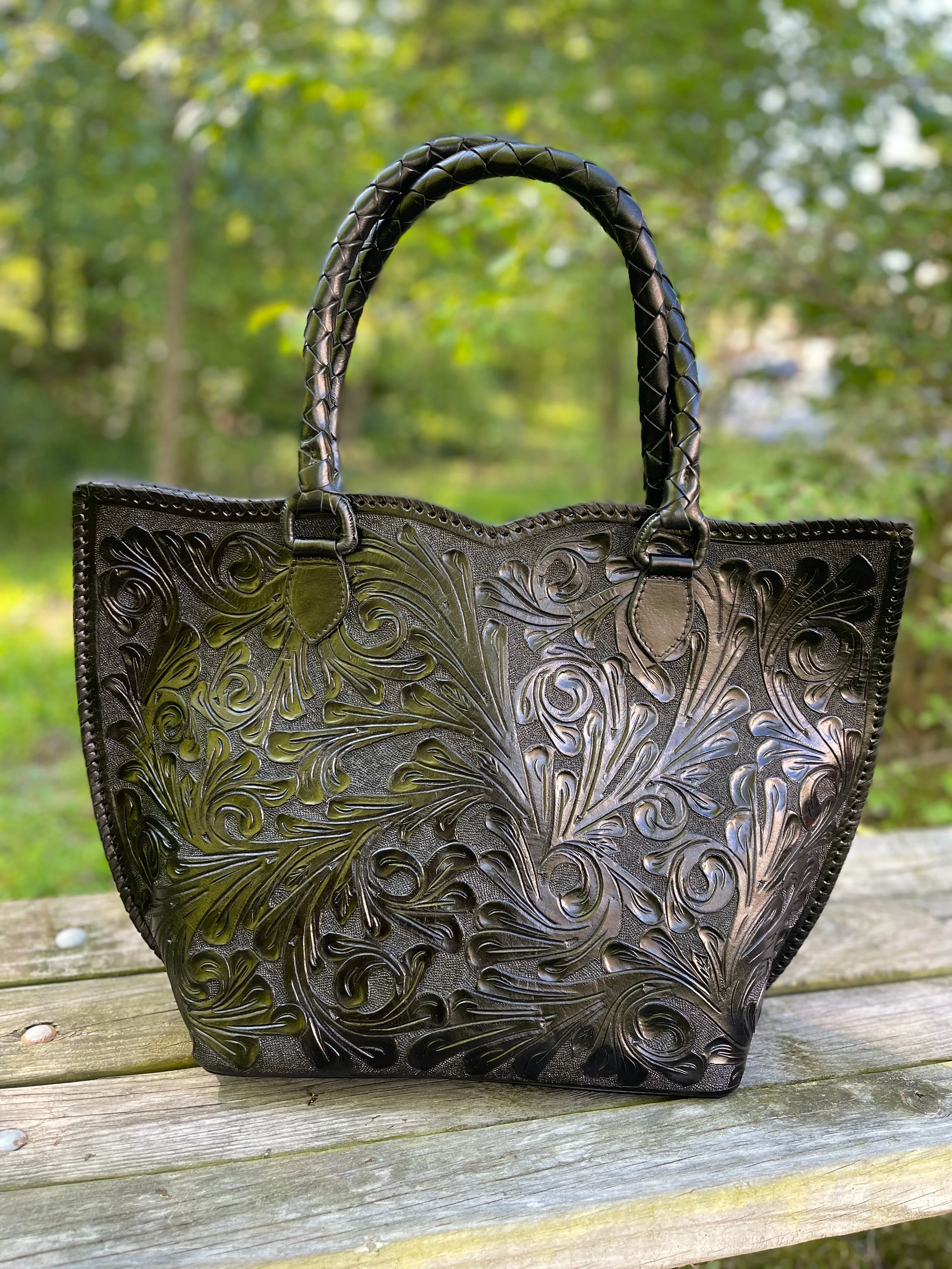 Hand-Tooled Leather Extra Large Tote "IBIZA" more colors