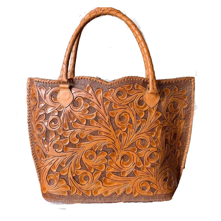 Hand-Tooled Leather Extra Large Tote "IBIZA" more colors