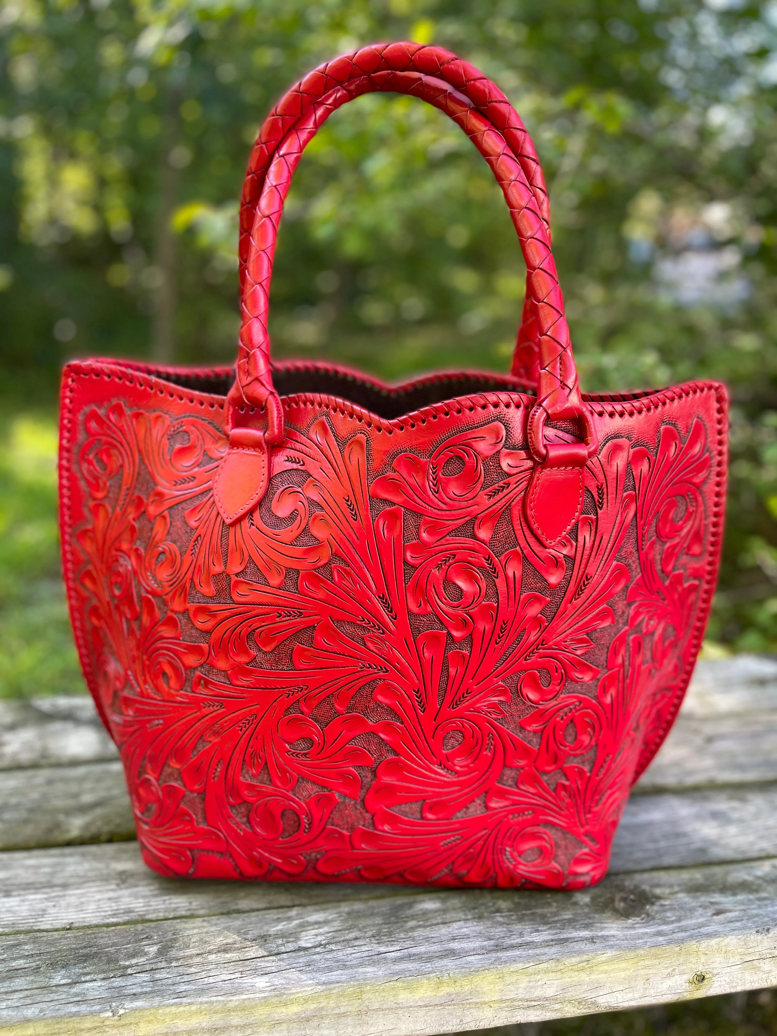 Hand-Tooled Leather Extra Large Tote "IBIZA" more colors