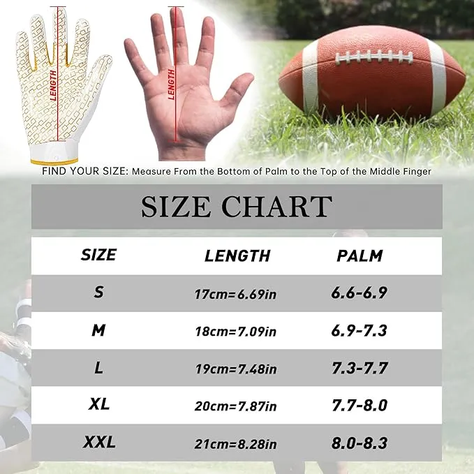 HANDLANDY Football Gloves White Stretch Men Women Adult S746