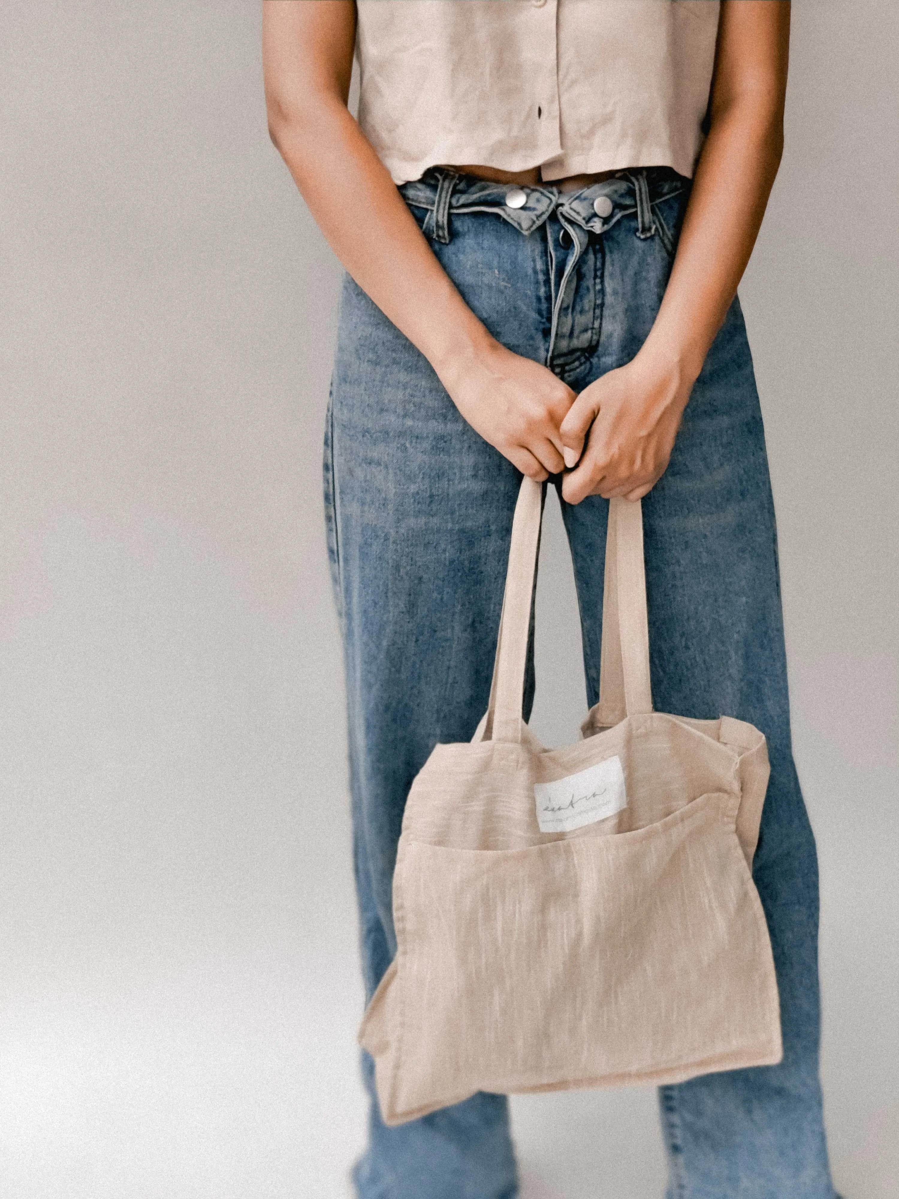 Linen Tote Bag Beige