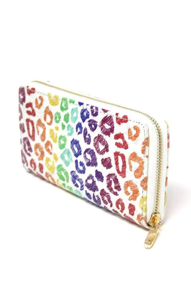 LOA191 Rainbow Animal Print 3D Hologram Clutch Wallet