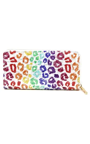 LOA191 Rainbow Animal Print 3D Hologram Clutch Wallet