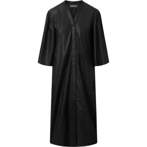 Long shirt/dress in lovely and soft leather quality / 50610 - Black (Nero)