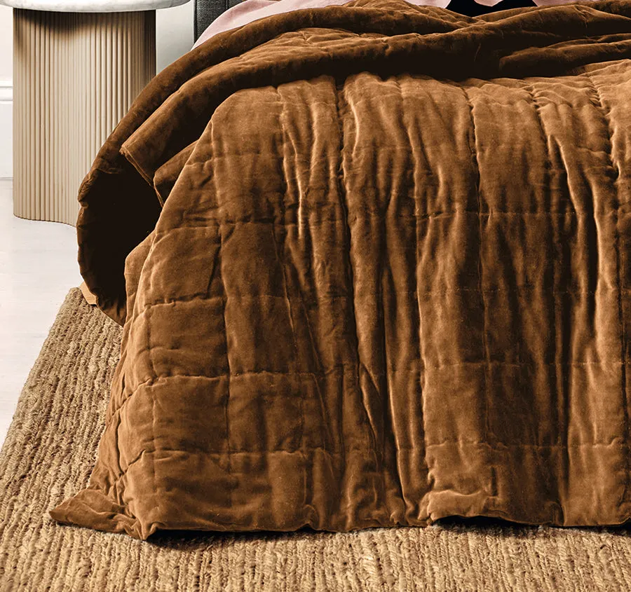 Luxury Velvet Coverlet Tobacco