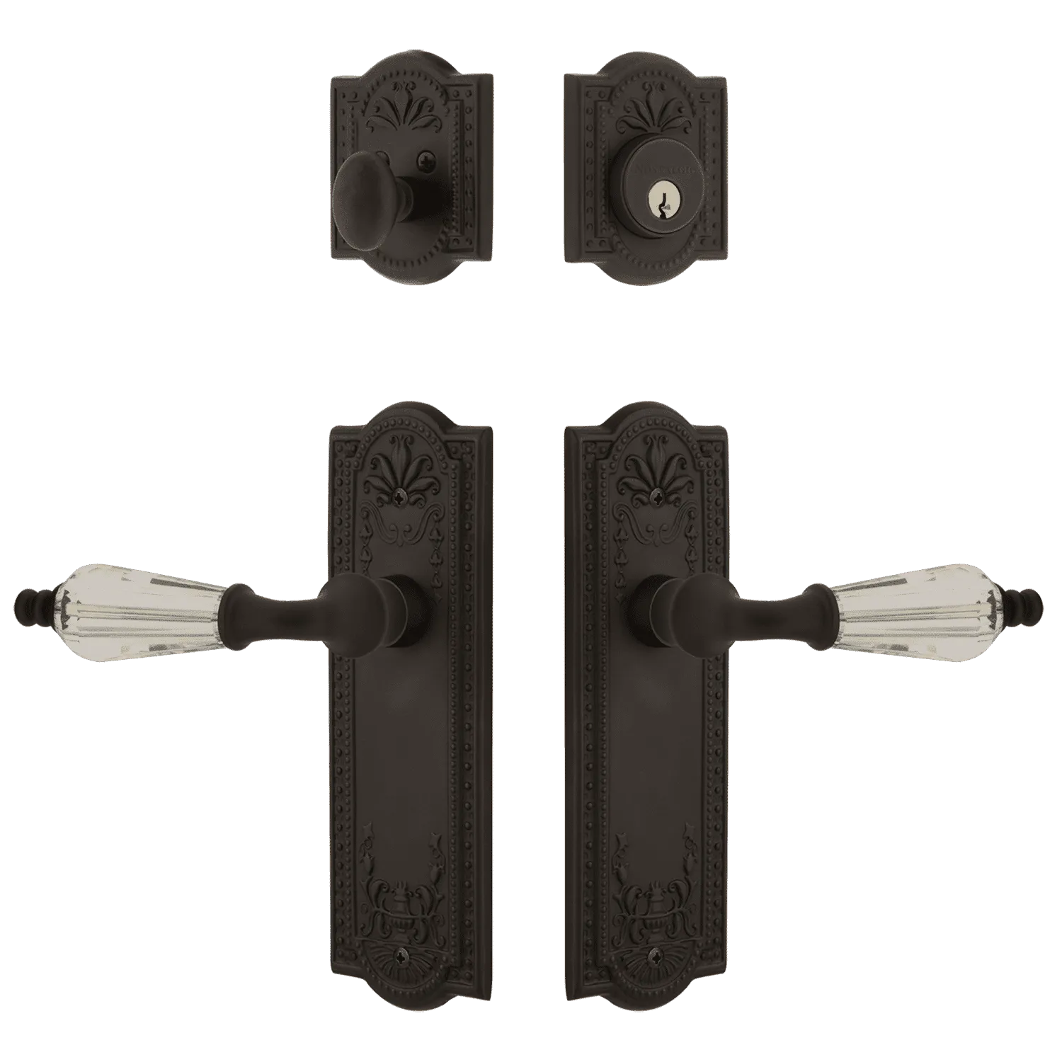 Meadows Entry Set with Parlour Crystal Lever in Oil-Rubbed Bronze