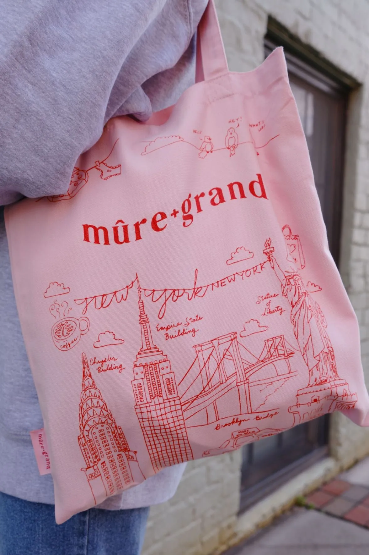 Mure   Grand Pink NY Illustration Tote Bag