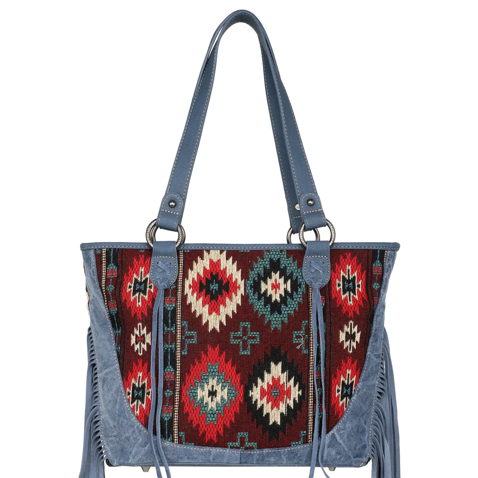 MW1174G-8317 Montana West Aztec Tapestry Fringe Concealed Carry Tote