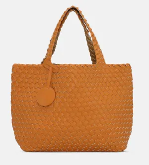 The Reversible Woven Tote in Orange & Gold