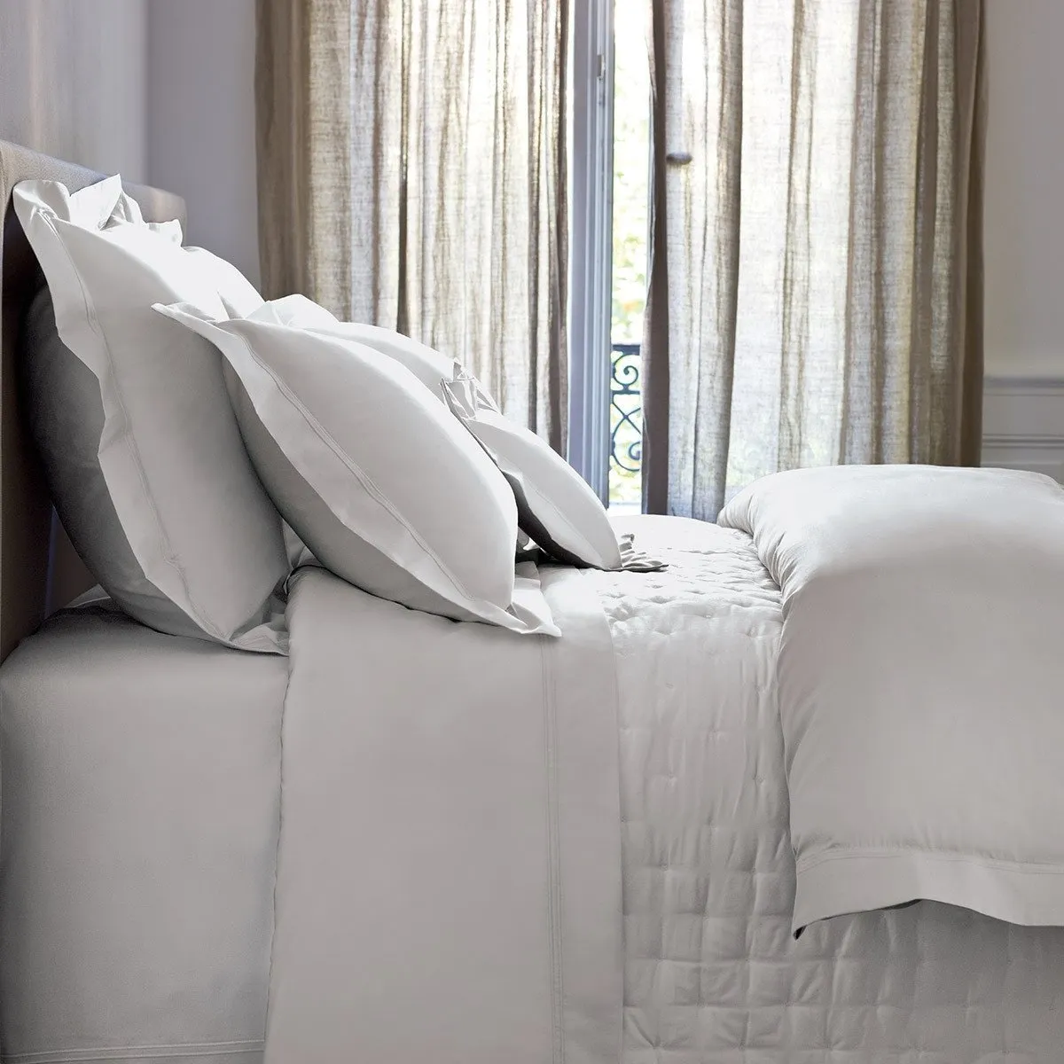 Triomphe Silver Quilted Coverlet by Yves Delorme