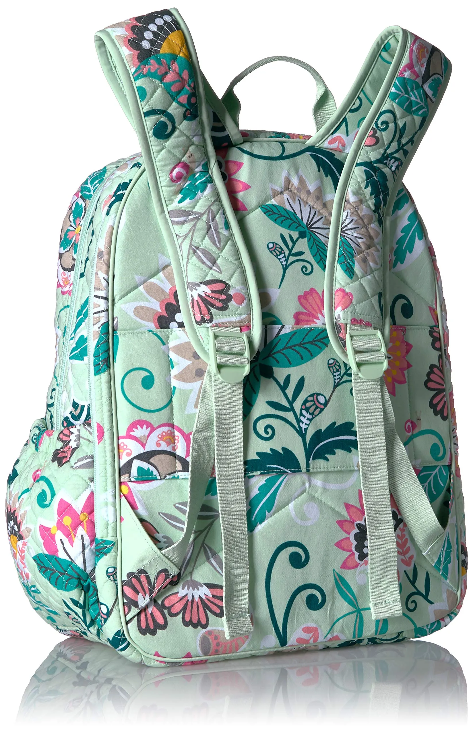 Vera Bradley Signature Cotton Campus Backpack, Mint Flowers