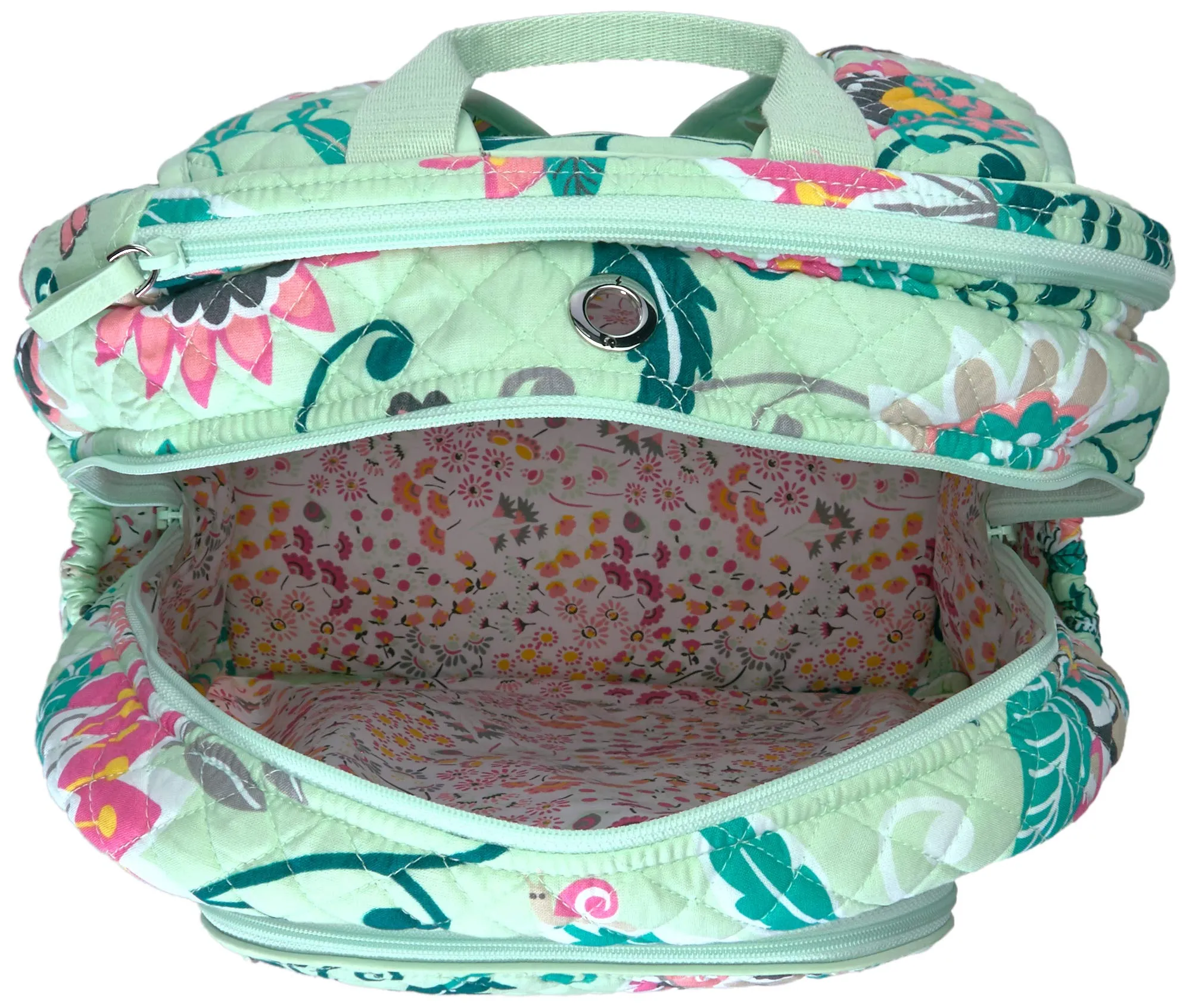 Vera Bradley Signature Cotton Campus Backpack, Mint Flowers