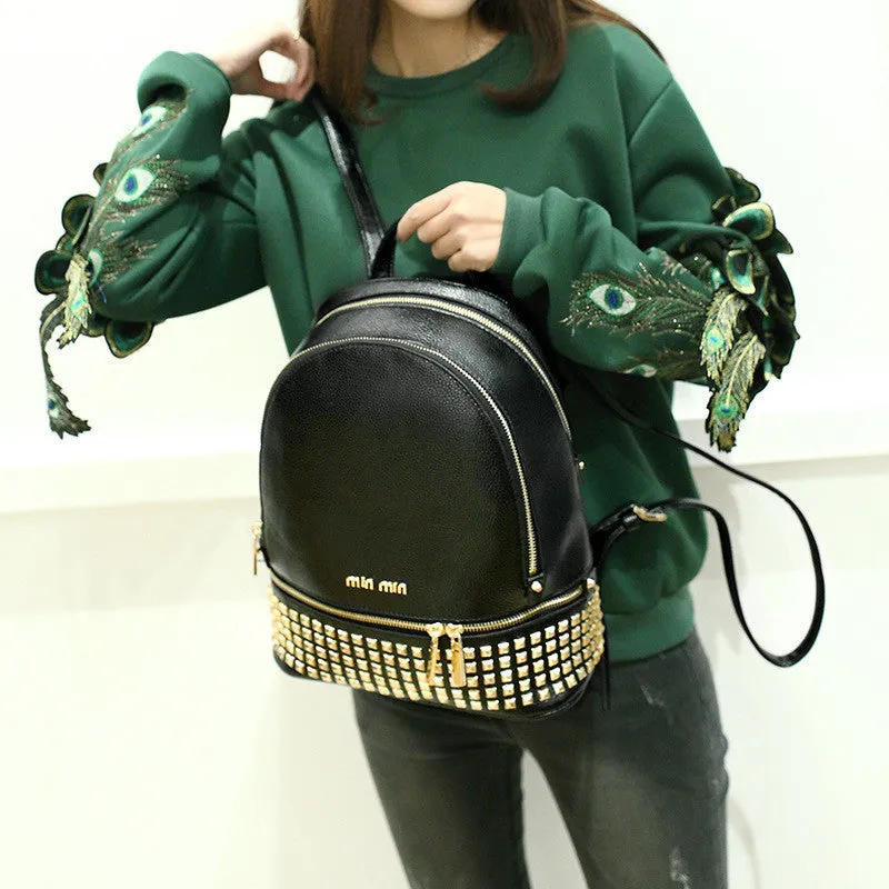 vintage casual new style leather school bags high quality hotsale women candy clutch famous brand backpack
