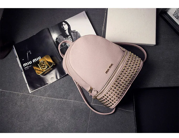 vintage casual new style leather school bags high quality hotsale women candy clutch famous brand backpack