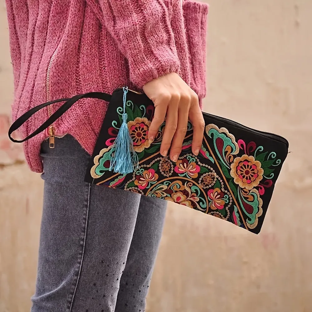 Vintage Square Purse Ethnic Phone Clutches  Embroidered Handbag