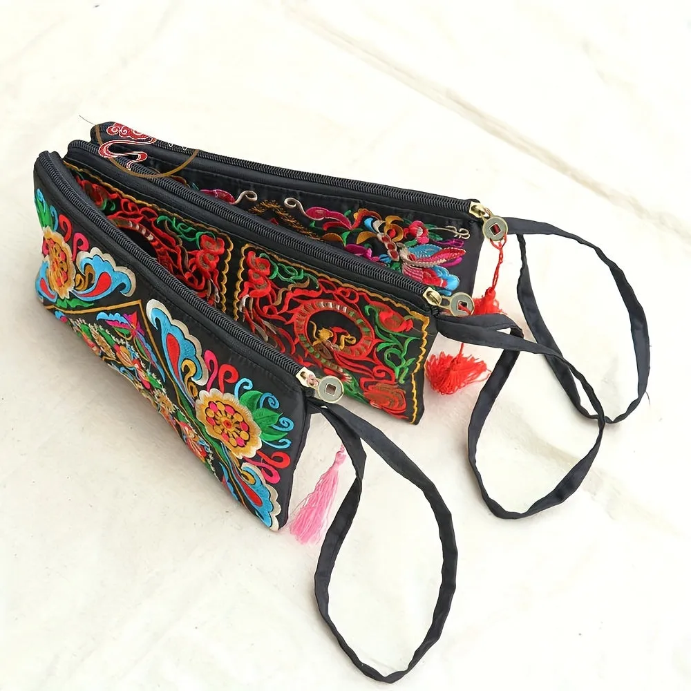 Vintage Square Purse Ethnic Phone Clutches  Embroidered Handbag
