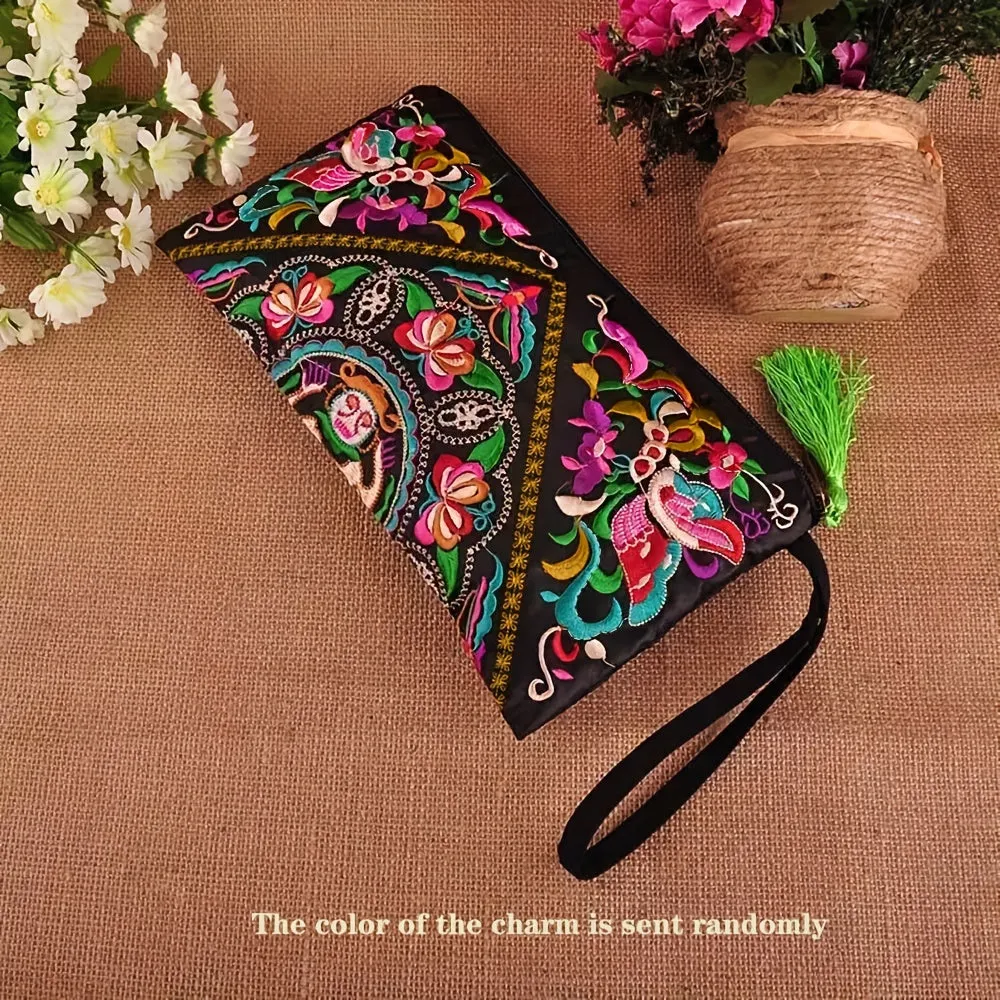 Vintage Square Purse Ethnic Phone Clutches  Embroidered Handbag